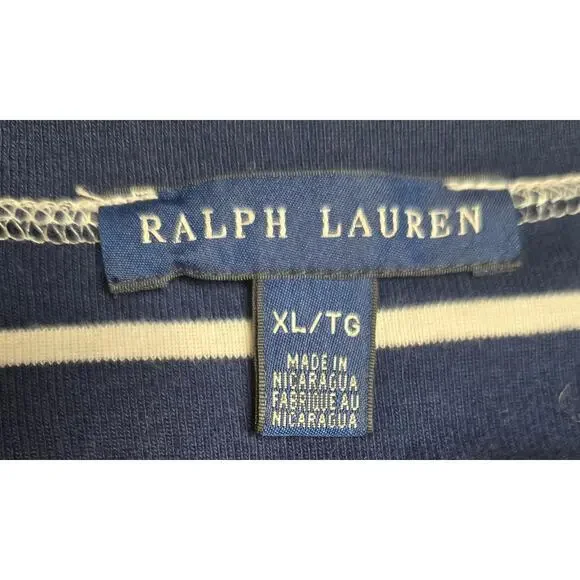 Ralph Lauren Navy White Striped T-Shirt Short Sleeve Soft Crew Neck Top Size XL - Picture 5 of 6